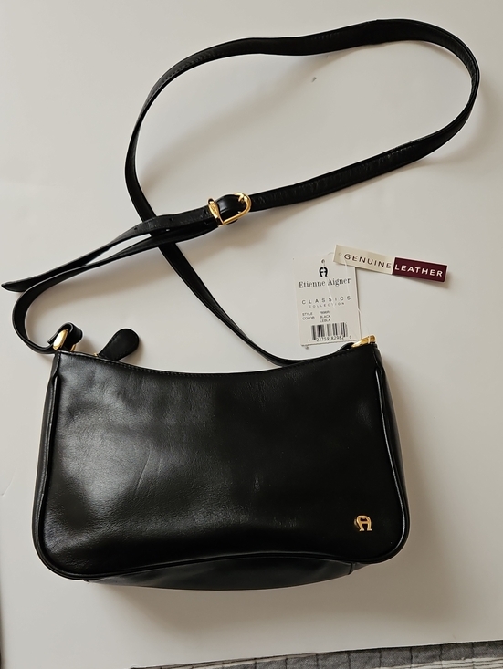 Etienne Aigner Handbags - NWT - Etienne Aigner Black Genuine Leather Shoulder Bag with Gold Hardware